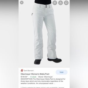 Obermeyer Women’s Malta Pants - White Snow Snowboard Ski pants